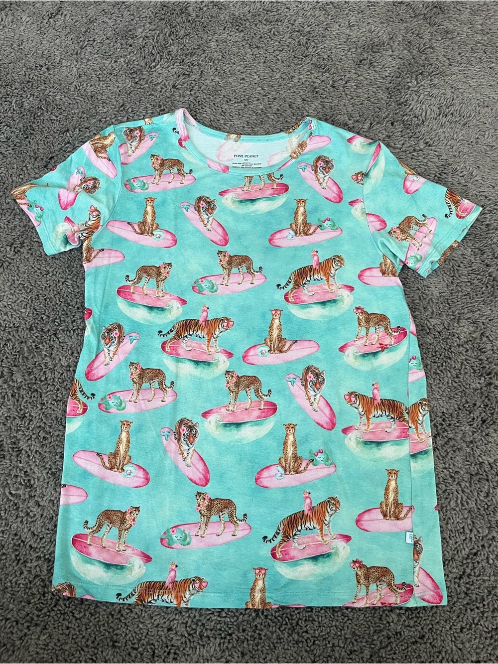 Posh Peanut Girls T-Shirt - Kimmy - Tiger - Surfing - Size 12
